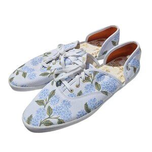 Keds Rifle Paper Co White And Blue Hydrangeas Dorsay Sneaker